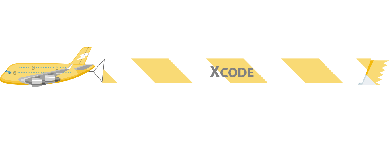 Plane displaying Xcode